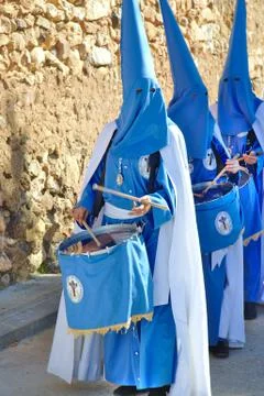 Typical religious procession. Holy Week. Spain Stock Photos