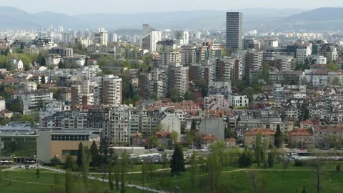 Typical residential buildings in Sofia - the capital of Bulgaria. Stock Footage 153409147
