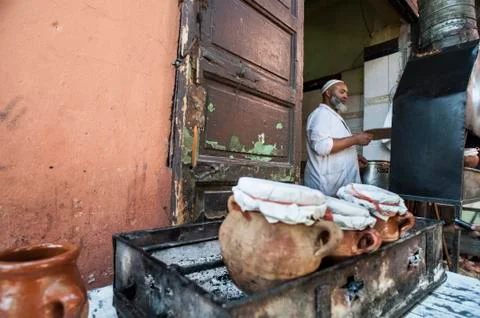 Typical restaurant of marrakech Stock Photos