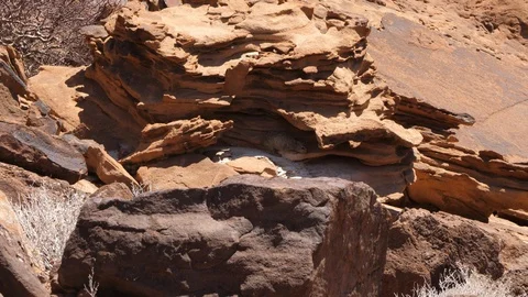 Typical rocky wall in Twyfelfontein, Namibia, Africa in 4K Stock Footage 90930530
