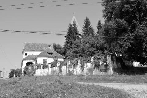 Typical rural landscape and peasant houses in  the village Somartin Stock Photos