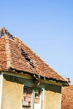 Typical rural landscape and rustic houses in Barcut - Bekokten, Transylvani.. Stock Photos