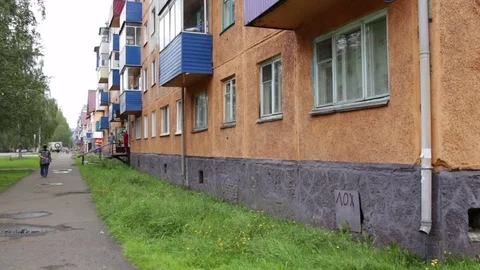 Typical Russian blocks of flats  in the summer Stock Footage 81979924