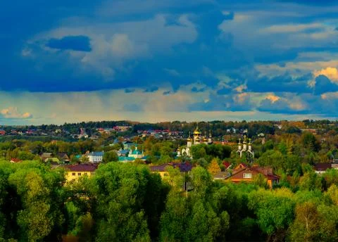 Typical Russian landscape and architecture backdrop Foto stock