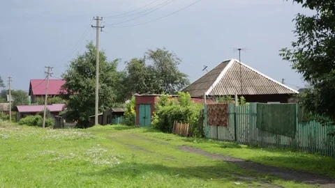 Typical Russian village in the summer Stock Footage 78884355