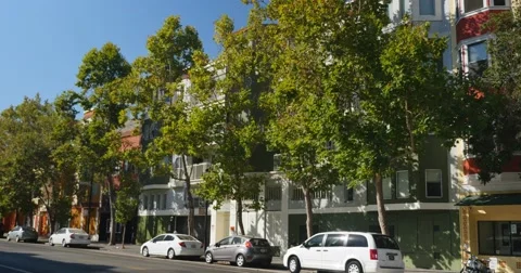 Typical San Francisco Apartment Buildings Establishing Shot	 	 Stock Footage