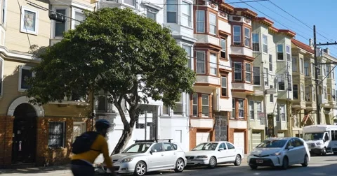 Typical San Francisco Residential Buildings Establishing Shot Stock Footage
