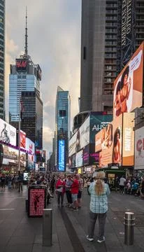 A Typical scene at Time square NYC Stock Photos