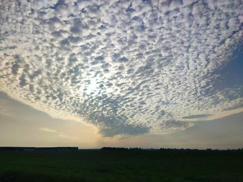Typical sheepback or mackerel sky Stock Photos
