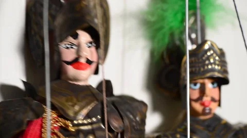 A typical Sicilian puppet is positioned in its place Stock Footage 90592729
