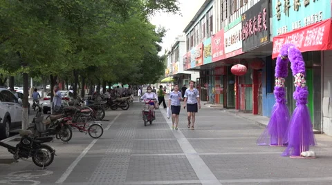Typical sidewalk scene, Jiayuguan Stock Footage 47451263