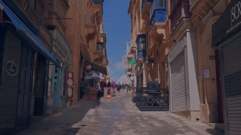 A typical sloping lane in Valletta (Malta) Stock Footage 108085993