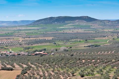 Typical small town in La Mancha, Spain Stock Photos