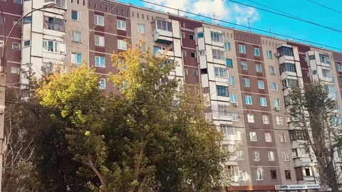 A typical Soviet-era apartment building Stock Footage 346527058