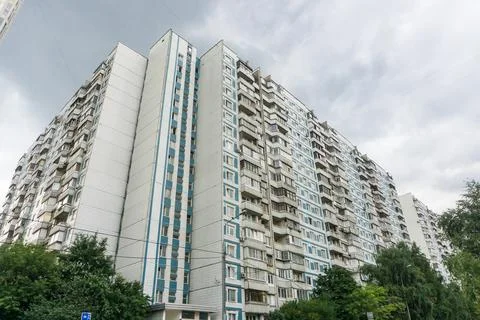 Typical Soviet Panel Apartment Building in Moscow Suburbs Stock Photos