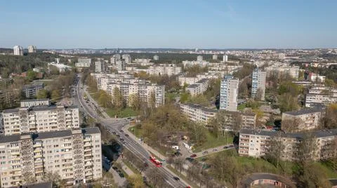 Typical Soviet Residential Area with Gorbachev Era Buildings Stock Photos