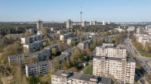 Typical Soviet Residential Area with Gorbachev Era Buildings Stock Photos
