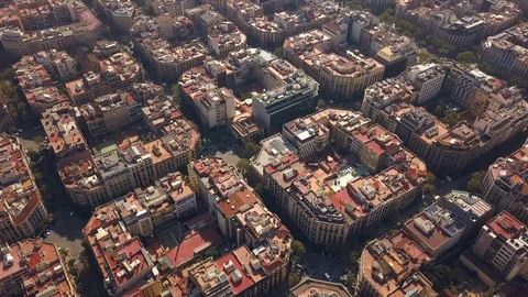 Typical square quarters of Barcelona Stock Footage 97515891