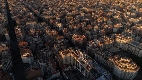 Typical Square Quarters of Barcelona Stock Footage 101940007