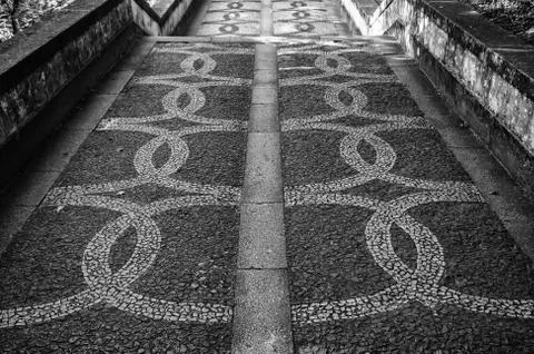 Typical stone floor of Lisbon Stock Photos