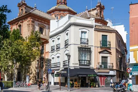 Typical street scene Stock Photos