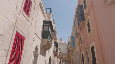 A typical street in Senglea, Malta Stock Footage 275604171
