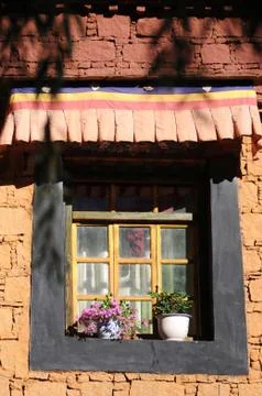 Typical tibetan window Stock Photos