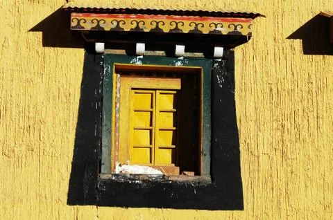 Typical tibetan window Stock Photos