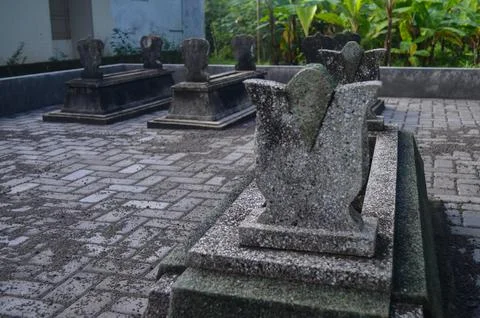 A typical tomb grave in Java. Family funeral in Java, Indonesia. Creepy Stock Photos