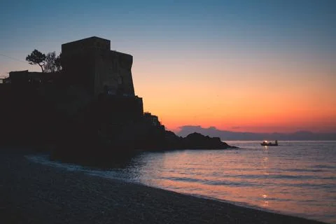 Typical tower of the Amalfi coast Stock Photos