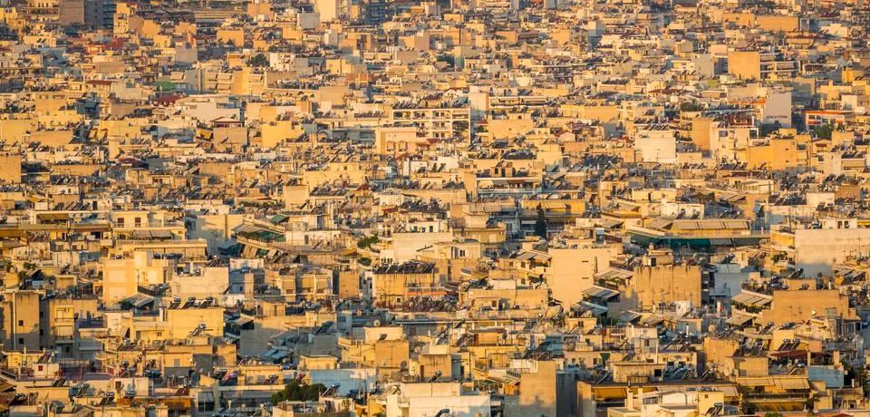 Typical urban development in Athens Stock Photos