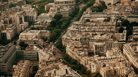 Typical view from above to roofs and streets in the city centre of Paris, France Stock Footage 246532888