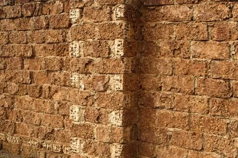 Typical wall with big limestone blocks Stock Photos