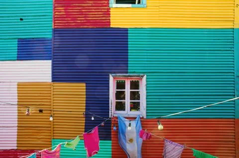 Typical wall in La Boca Stock Photos