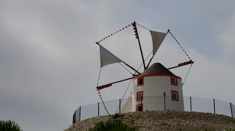 Typical windmill in Portugal Stock Footage 52885824