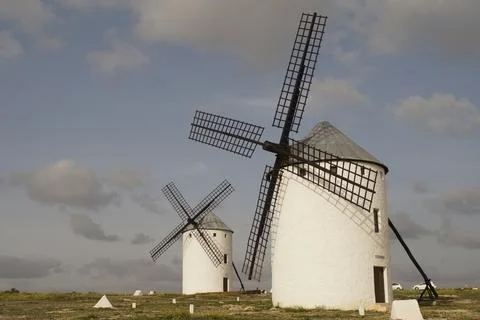 Typical windmills of Campo de Criptana Stock Photos