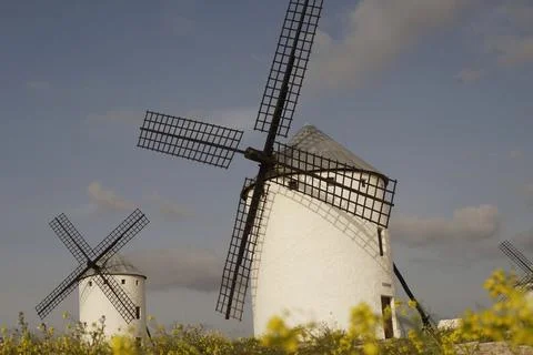 Typical windmills of Campo de Criptana Stock Photos