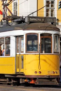 Typical yellow tram Foto stock