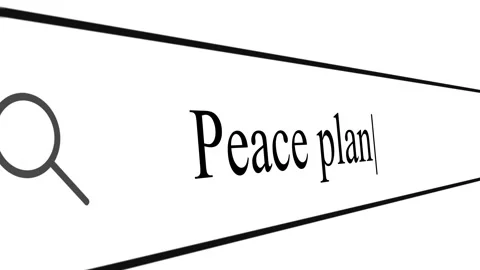 Typing about a peace plan in search bar for conflict resolution strategies Stockbeeldmateriaal 330420904