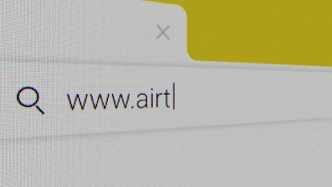 Typing for "airtable.com" in an Internet Search Engine on a Computer. Browser Video stock 314812053