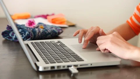 Typing and sliding on computer touchpad Stock Footage 114138127