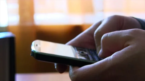 Typing And Using Smartphone In Dark Room Stock Footage 48440788