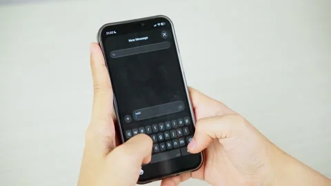 Typing and Writing a Message From Side View Video stock 347178850