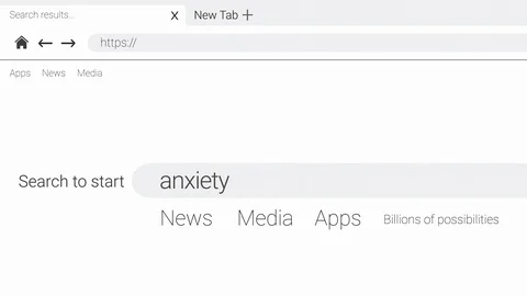 Typing anxiety into an web page internet search engine Video stock 107956682