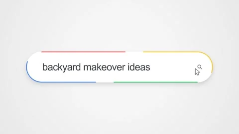Typing Backyard Makeover Ideas in Search Bar - Close Up Technology Concept Stock Footage 342741525