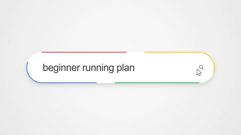Typing Beginner Running Plan in Search Bar - Close Up Technology Concept Stock Footage 343875048
