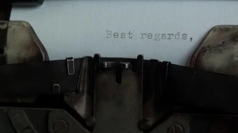 Typing „Best Regards“ On An Old Typewriter Stock Footage 35859749