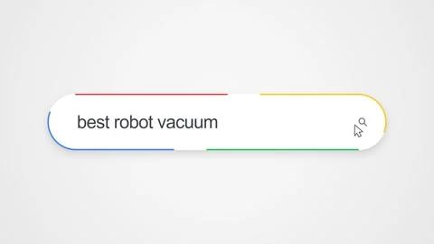 Typing Best Robot Vacuum in Search Bar - Close Up Technology Concept Stock Footage 344033283