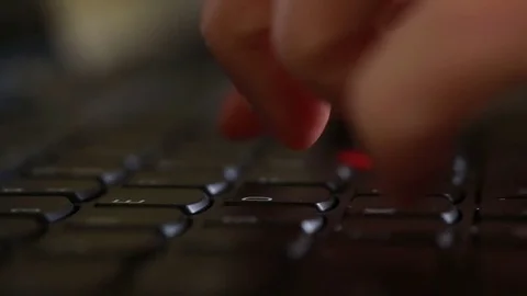 Typing on a black keyboard closeup Stock Footage 71104576