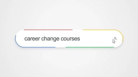 Typing Career Change Courses in Search Bar - Close Up Technology Concept Stock Footage 345026839